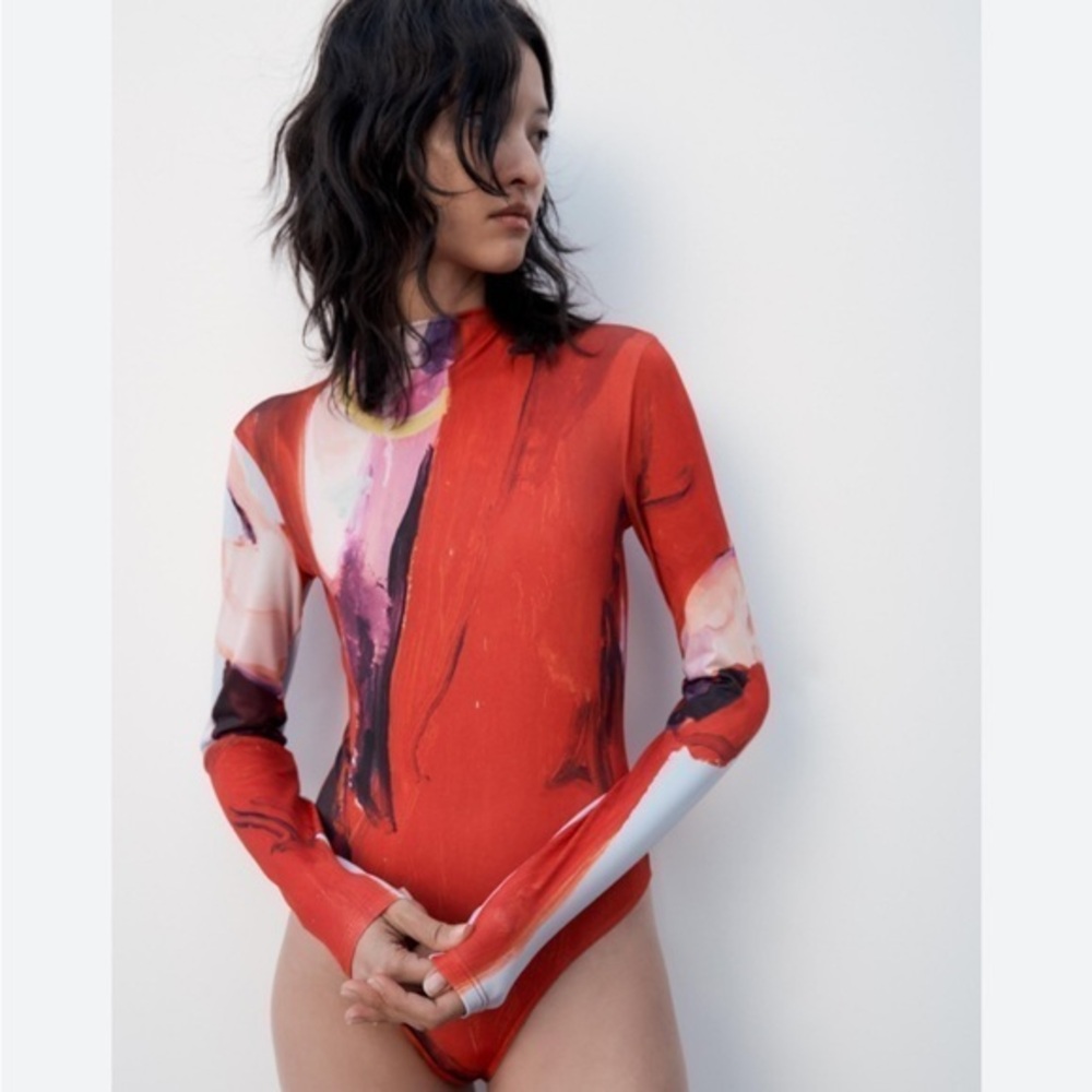 Zara XEVI SOLA print bodysuit NWT